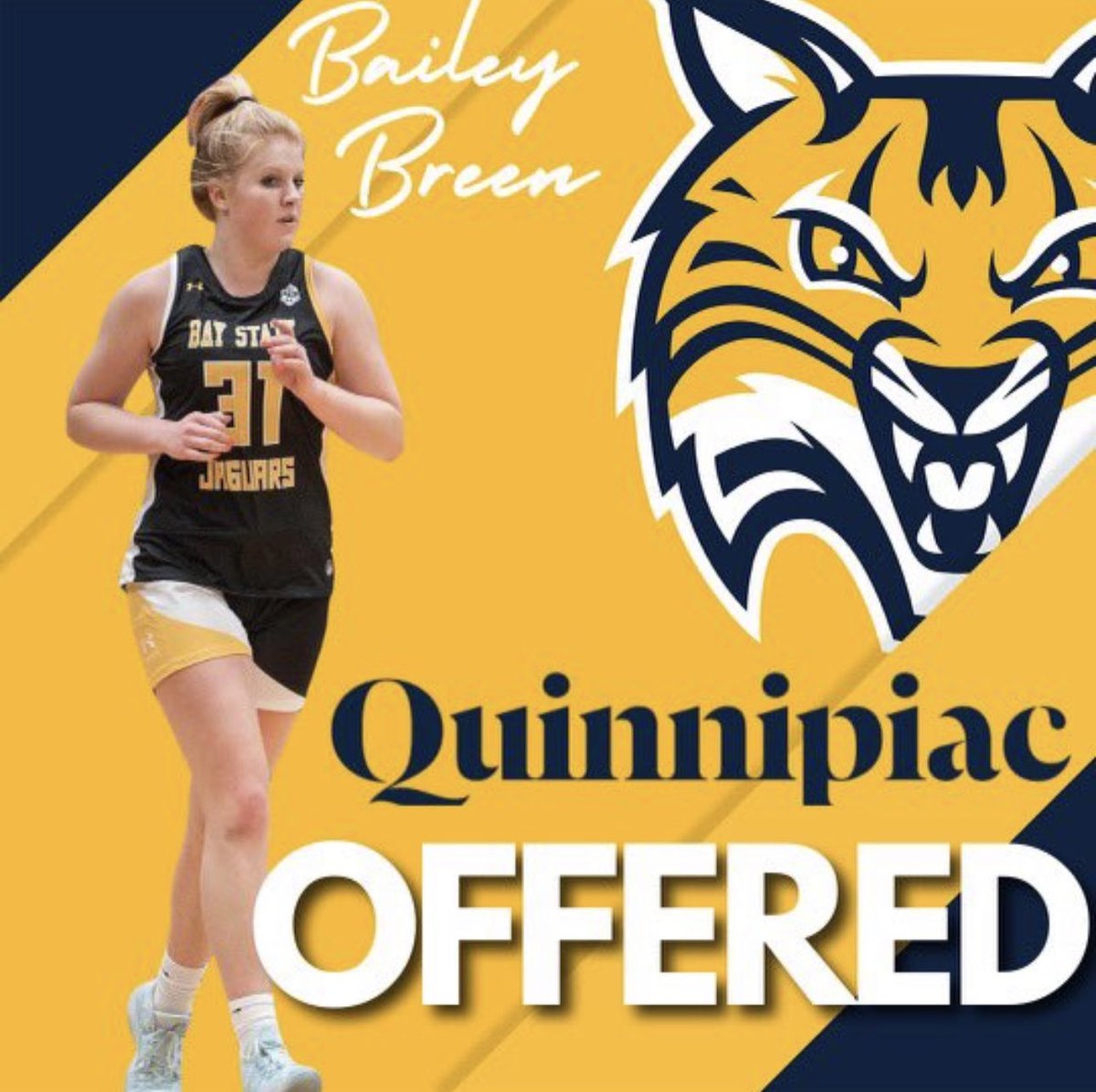 After a great visit, I’m blessed to have received an offer to <a href="/QU_WBB/">Quinnipiac Women's Basketball</a>! Thank you to @QU_CoachFabbri and the rest of the staff for this amazing opportunity @jenfay_QU <a href="/twotwenty221/">William Sullivan</a> ! <a href="/LaurieBollin/">LAURIE BOLLIN</a> <a href="/BayStateJags/">Bay State Jaguars</a>