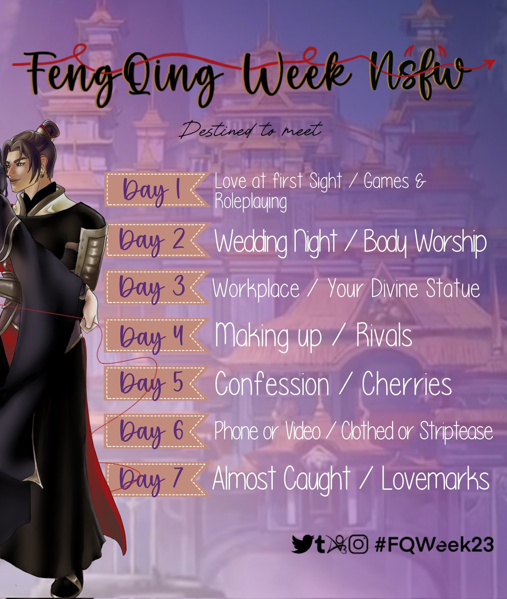 Get ready to create #FengQing Nation!! 🏹⚔️ We present you the official prompts for #FQWeek23 💛🩶 Save the date: 🅂🄴🄿🅃🄴🄼🄱🄴🅁 18-24 Please read the rules and guidelines below! Happy Creating! #TGCF #天官赐福