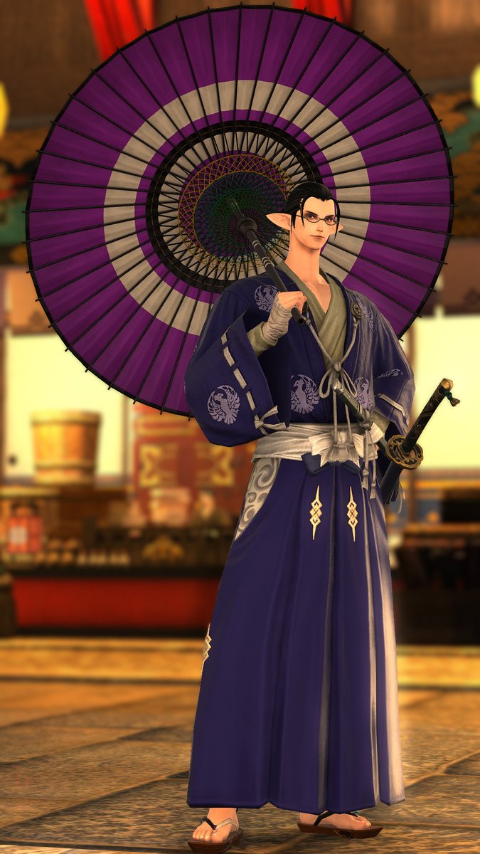 Bwin4L's tweet photo. Love the haori glamour piece (Shishu Bujin Hitatare) from Mount Rokkon, it looks very chic and yet also relaxed. It goes well with the Rakshasa Hakama.
六根山で手に入れる紫洲武人直垂、好きです!
#FF14 #エレゼン #侍 #本日のエレゼン #おはエレ #エレオス
#FFXIV #Elezen #samurai https://t.co/HB878wEibj
