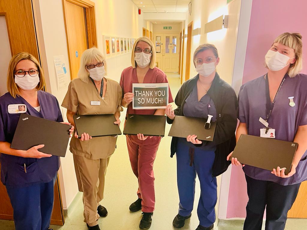 Huge thank you to the wonderful people at @CPSUK and @BerkeleyGroupUK for donating five laptops to the hospice – we are over the moon! They will soon be helping our patients, families and nurses to stay connected 🩷 #thankyou #hospice #corporate