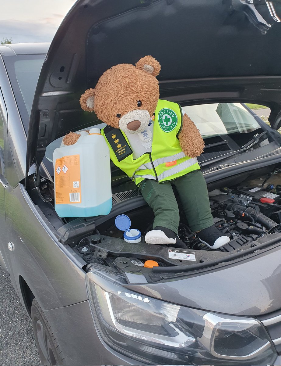 BDMed_Bear's tweet photo. Just did the nightly #fleetcheck and our #trainingvehicle needs more screenwash! I always put my high vis on before doing anything with the vehicles. #SafetyFirst now we are ready for more #teachingyoutosavelives tomorrow! #bearswithjobs #equipmentofficer https://t.co/9C3KiVyGIb