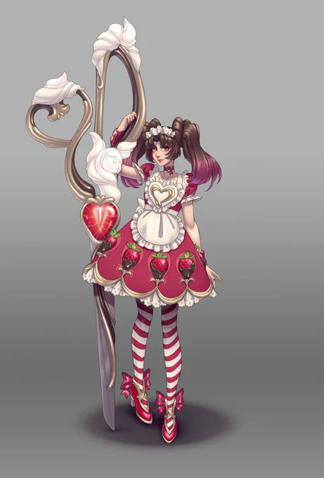 Thinking about Gwen today! I figured it might be fun to share some of the concepts I helped do for her Cafe Cutie skin! You can see remnants of these ideas in some of Taylors later concepts! I'm so glad they let me help out with her 