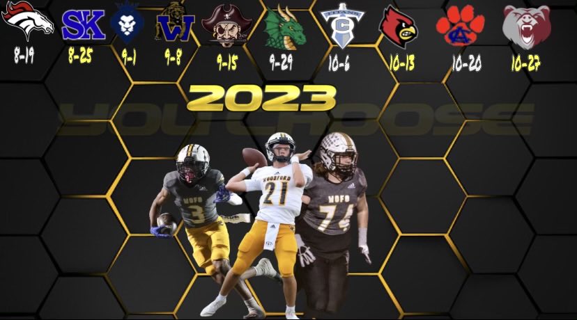 2023 WC Football schedule(Homes games in Yellow) #Youchoose