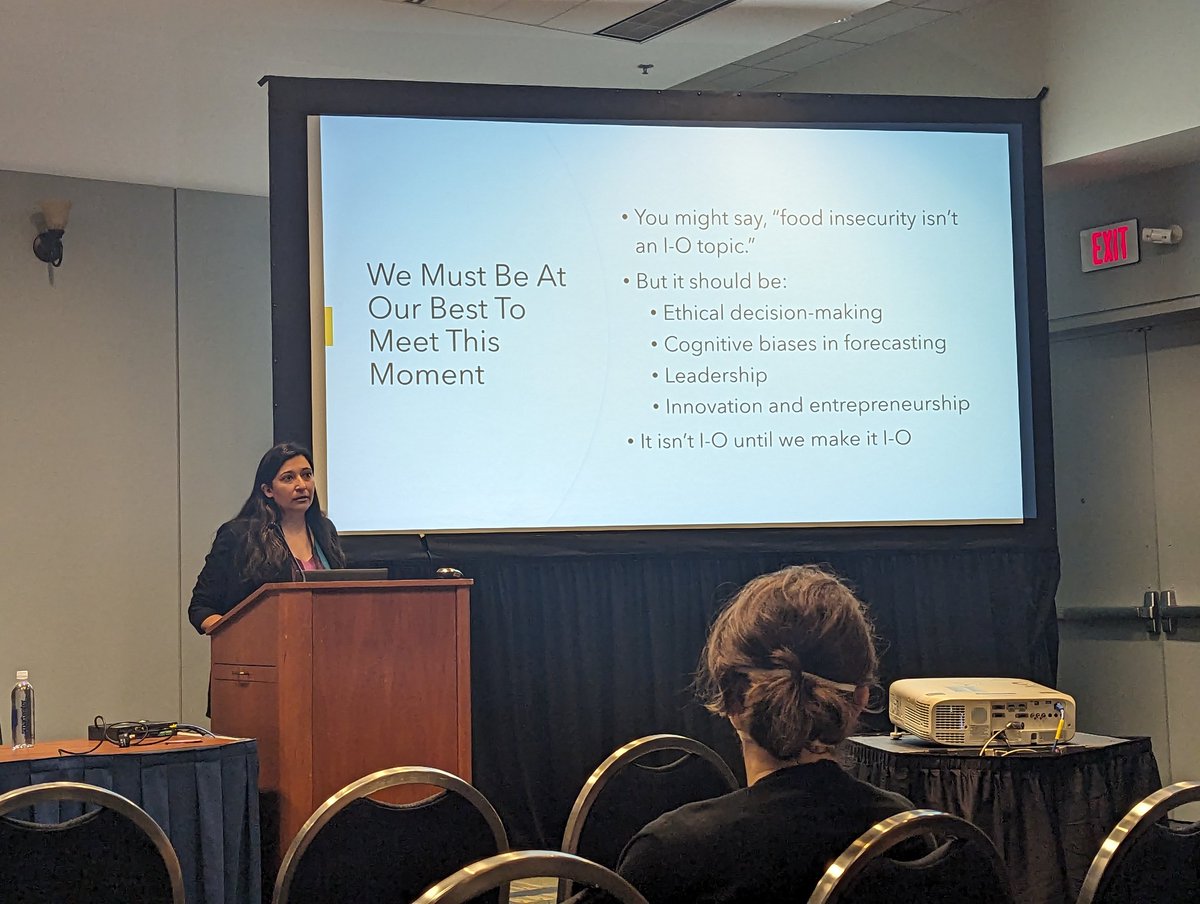 AhleahMilesIO's tweet photo. "It isn't I-O until we make it I-O" - SIOP Prez @TaraBehrend at #APA2023 on how industrial-organizational psychologists can and should be applying our research to global issues like food insecurity through rigor, relevance, reach...and respect! https://t.co/A4IZdGXfSz