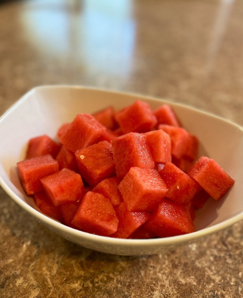 Just cut this seedless watermelon into bite-size cubes in honor of #NationalWatermelonDay 🍉