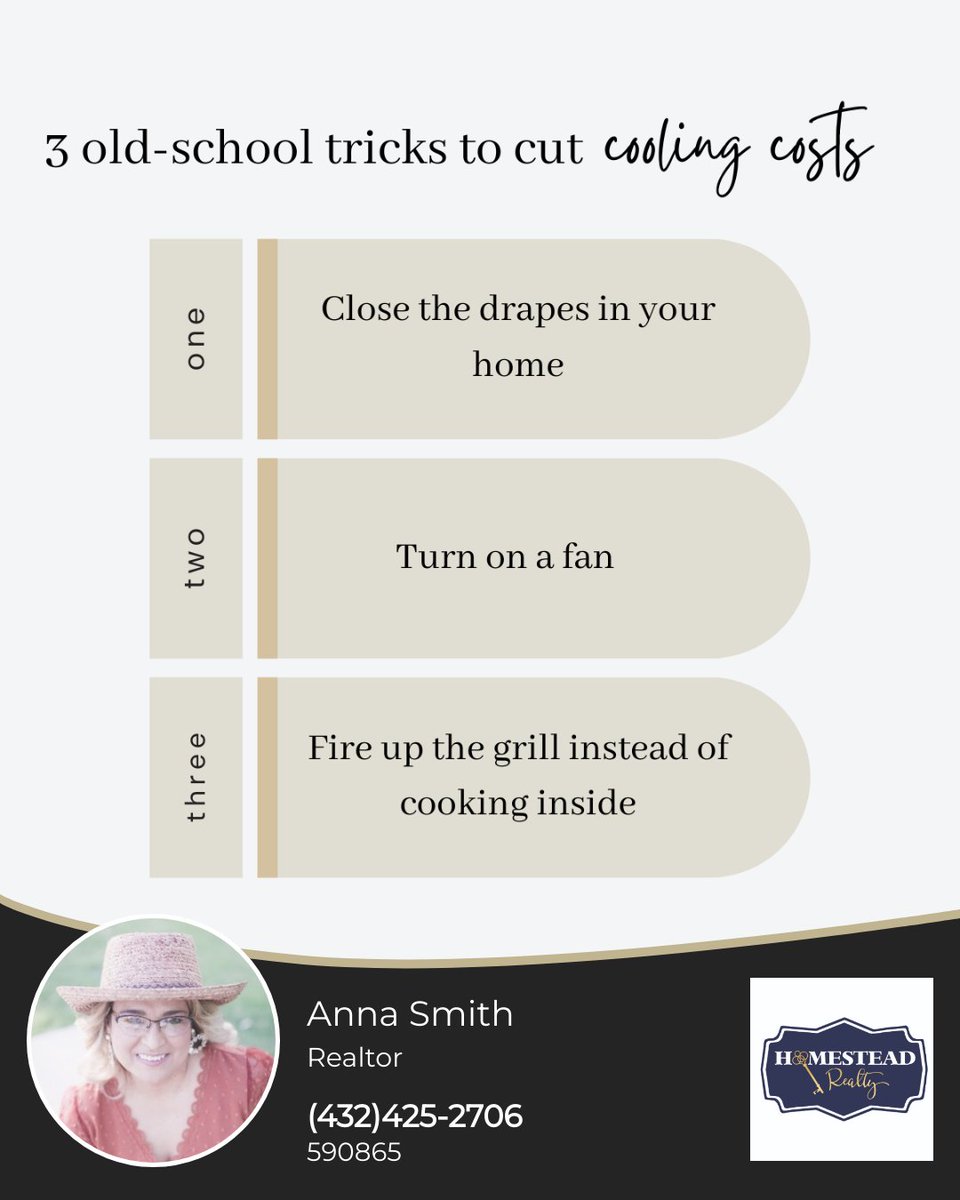 AnnaMsmith13's tweet photo. Here are three savvy tips to keep your cool:
🔹Draw those drapes during the day.
🔹Fan it out! A little breeze can make a room feel significantly cooler.
🔹Swap the stove for the grill.
#Texasrealtor #land #residential #rentals #Granburytx #Hamiltontx #Comanchetx https://t.co/5iWmQ9dtUp
