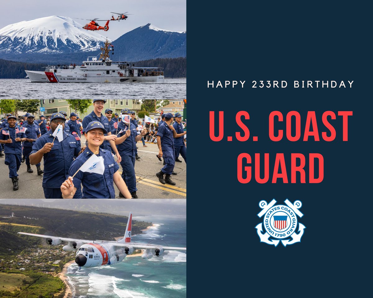 USCGHeartland's tweet photo. Since 1790, Coast Guardsmen have been steadfast in their commitment to service. From saving lives to protecting our nation’s waterways and maritime interests, the Coast Guard remains always ready. 
#233SemperParatus #CGBirthday #CGjoinus #HBDCG https://t.co/ybbiLSSk7h