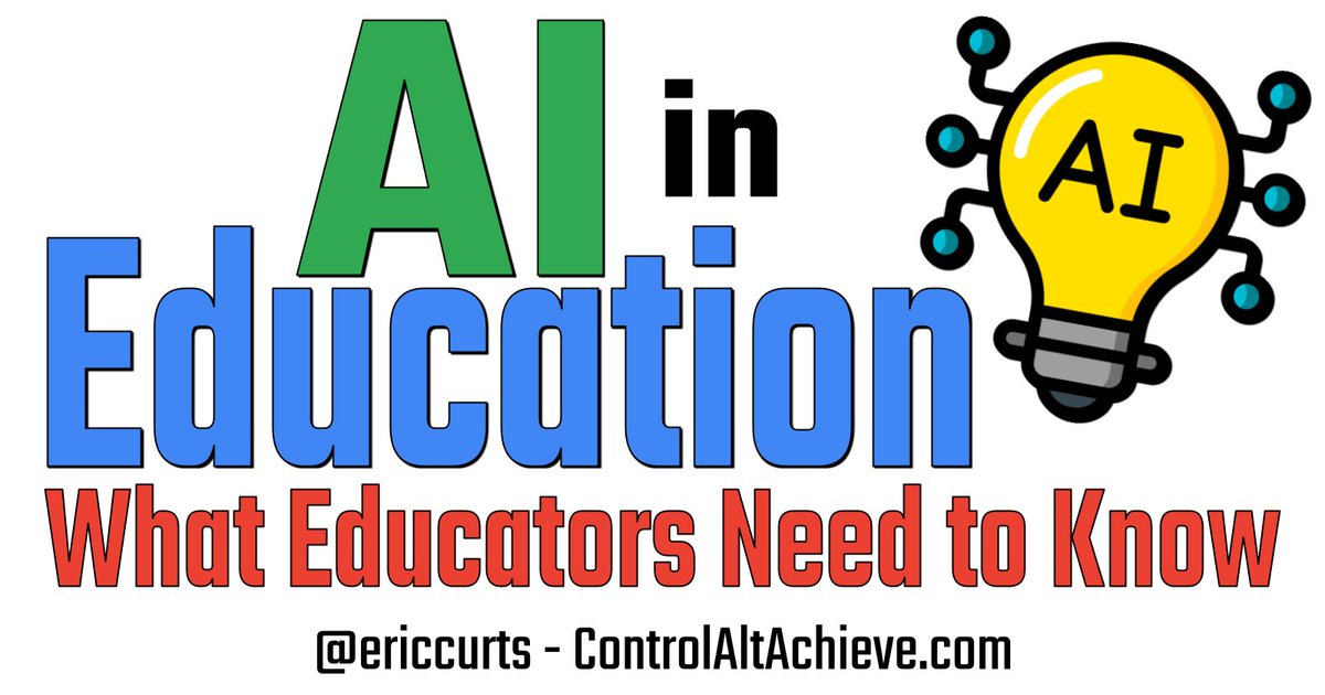 🤖 AI in Education: What Educators Need to Know - controlaltachieve.com/2023/08/ai-in-…

Essential video &amp; resource doc for schools including:
👀 AI overview
💬 Current AI tools
💡 Ideas for AI in schools
🚫 Addressing misuses

#edtech #AI #chatgpt #ControlAltAchieve <a href="/GoogleAI/">Google AI</a> <a href="/GoogleForEdu/">Google for Education</a>