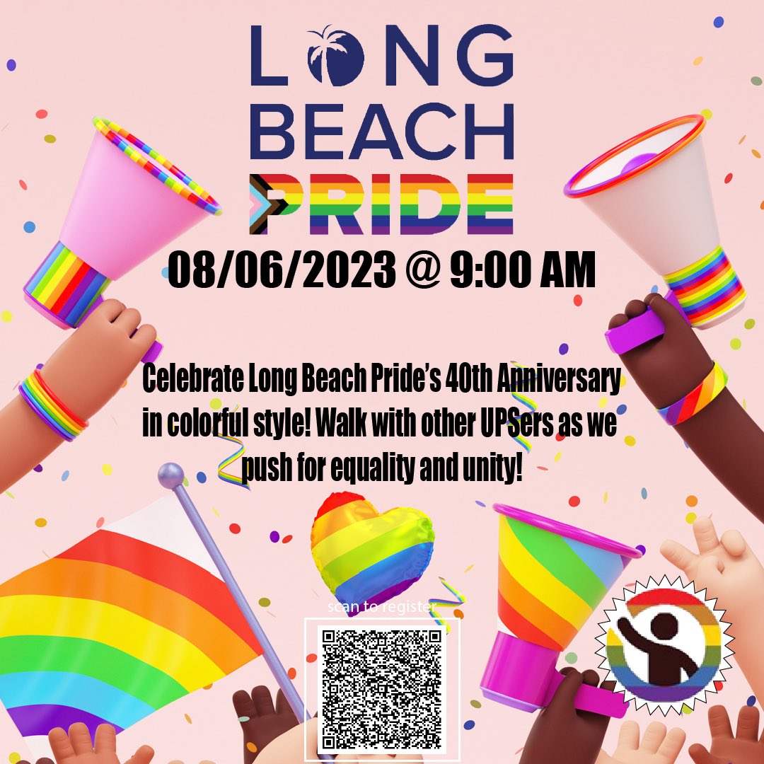 Walk with us 8/6 at 9 AM in the Long Beach Pride Parade! Volunteer event, get a UPS Pride shirt and more! #upspride #socalpridealliance #upsscpa