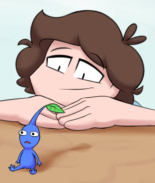 Needed to draw myself (my sona) with a blue Pikmin and petting their head cuz I would do that