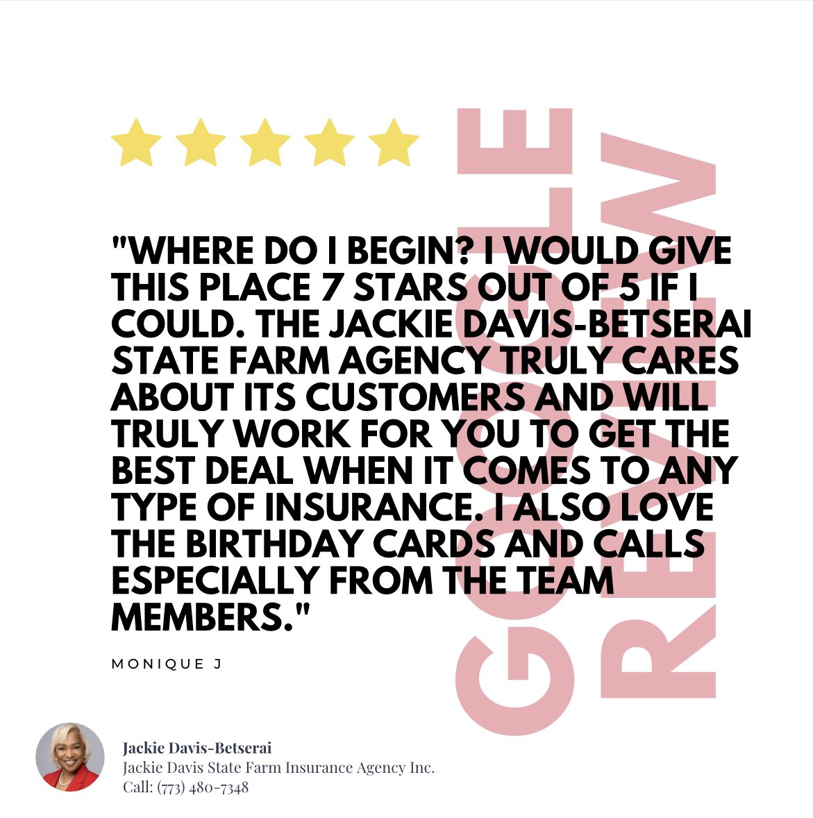 SFAgentJackieD's tweet photo. ❤️Another 5-Star Google Review! Text or call us today for free quotes 24/7.

#GoogleReviews #FiveStars #FiveStarGoogleReviews #CantonInsurance #MichiganInsurance #GreatLakes #Canton #CantonMichigan #Insurance https://t.co/XJkxGUV6v0