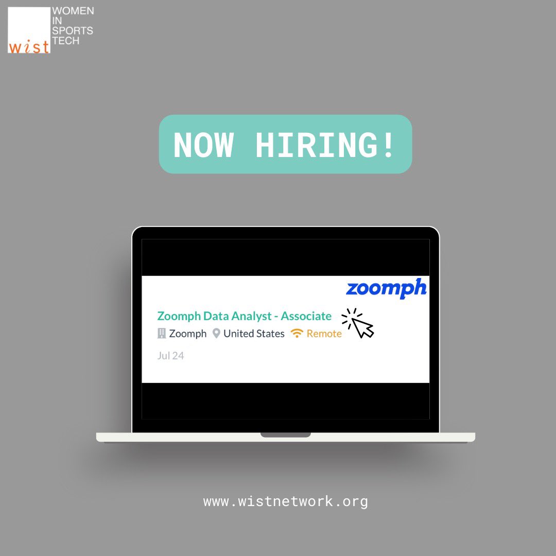 WomenSportsTech's tweet photo. 📣 Calling all data enthusiasts! Exciting opportunities await at Zoomph as a Data Analyst!
Apply through our WiST NETWORK: https://t.co/9d9ag0luYJ. Also, check out their other open role and be on the lookout for more in the future!
#ChangeTheRatio #WomeninSportsTech https://t.co/oljVybzjaK