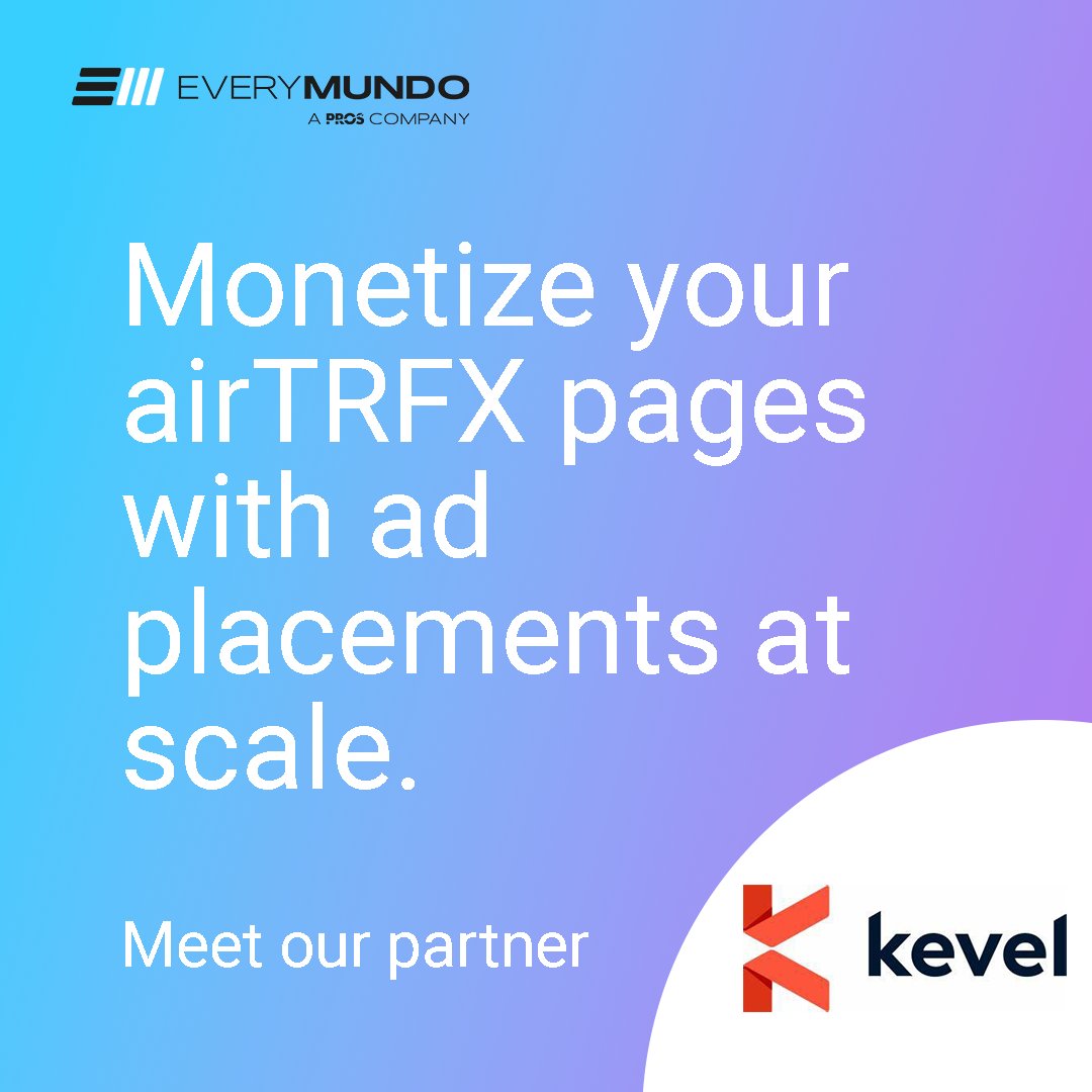 EveryMundo's tweet photo. 🚀 Boost your ad revenue like never before with Kevel's powerful integration with EveryMundo's airTRFX pages!
Learn more: https://t.co/ua8D74ija4
#Kevel #EveryMundo #Personalization #PersonalizedAds #AdRevenueBoost https://t.co/8GOBhnsQAQ