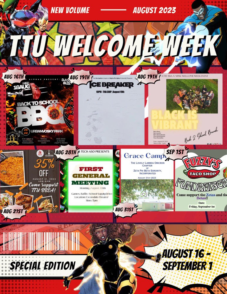 🥳Welcome week is almost here!🥳

Here’s a look at some of the events we and other orgs on campus have planned to start the semester so be sure to pop out!