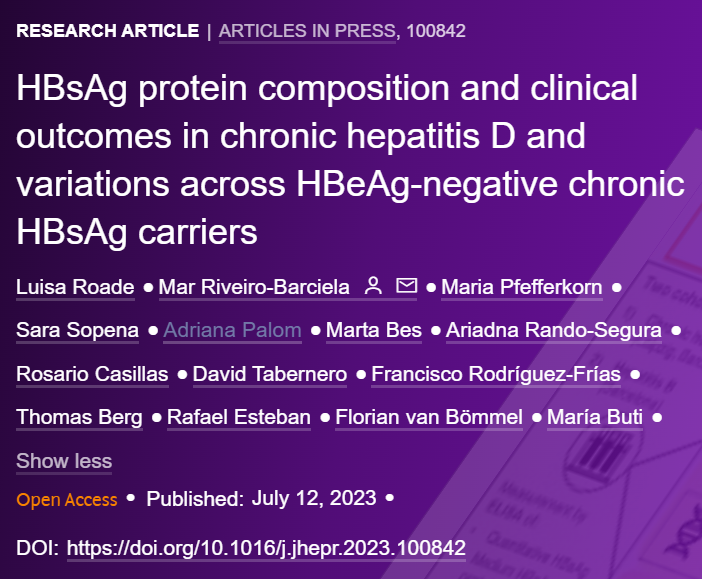 JHEP_Reports's tweet photo. 🟪NEW Article in press❕
HBsAg protein composition and clinical outcomes in chronic #hepatitisD and variations across #HBeAg-negative chronic #HBsAg carriers
🔓#OpenAccess at👉https://t.co/2c3XpVr1oj
#LiverTwitter https://t.co/3MX05701ln