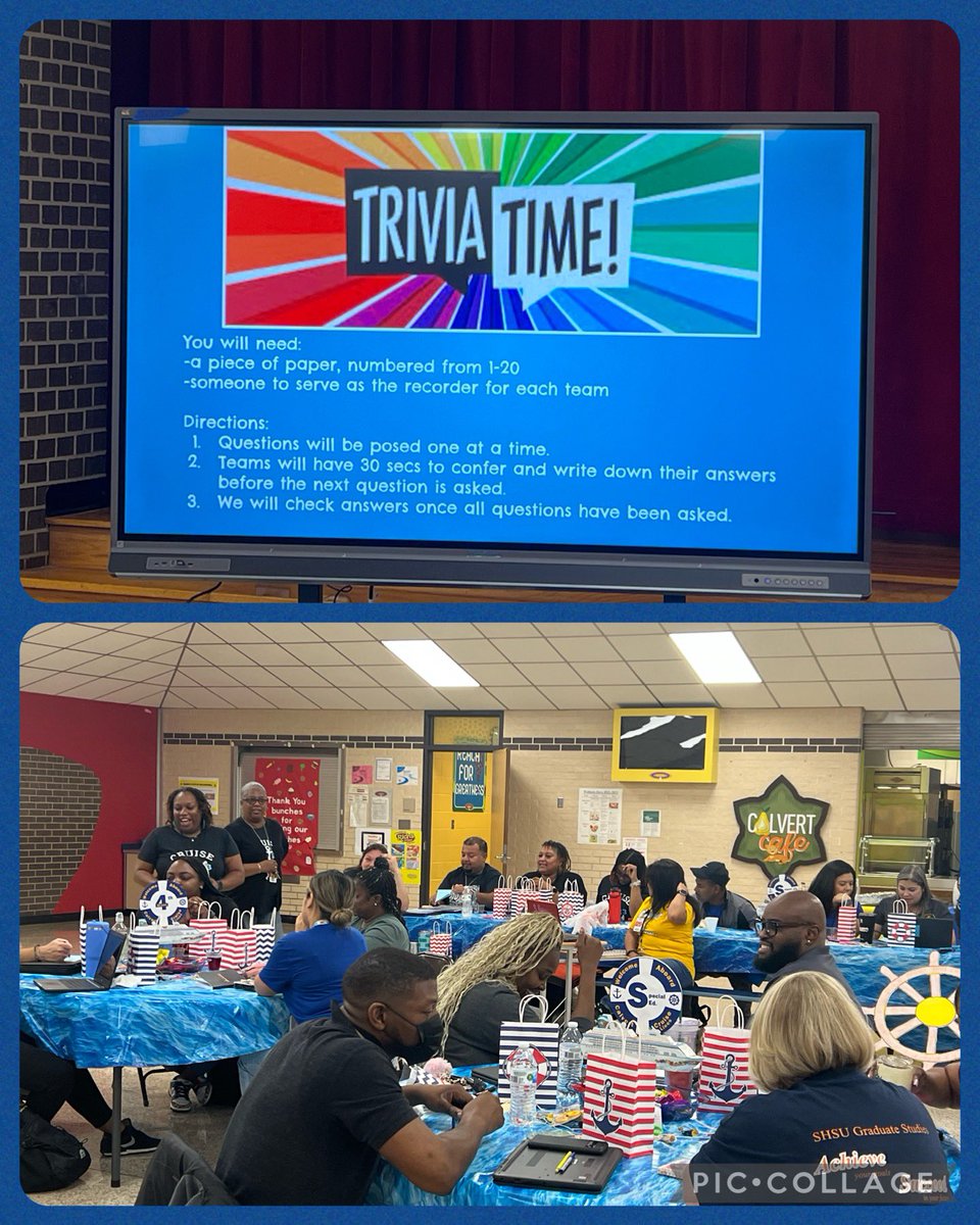 CalvertES_AISD's tweet photo. We’re Cruisin’ to Success for the 2023-2024 school year! Teachers know their True North (their why) and have enjoyed some great cruise-themed fun!#trivia #deckparty @Lafleur11Cheryl @cryskenn @sonia_crockett @DrWynneLaToya https://t.co/boR2JbYEug