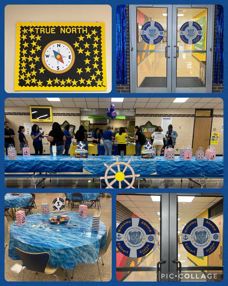 CalvertES_AISD's tweet photo. We’re Cruisin’ to Success for the 2023-2024 school year! Teachers know their True North (their why) and have enjoyed some great cruise-themed fun!#trivia #deckparty @Lafleur11Cheryl @cryskenn @sonia_crockett @DrWynneLaToya https://t.co/boR2JbYEug
