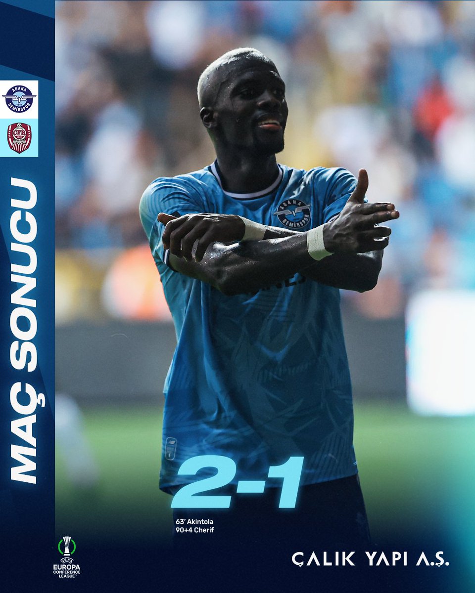 AdsKulubu's tweet photo. ⏹️ Maç sona erdi!⚡️

43' David Akintola
90+4 Cherif Ndiaye

#ADSvCLJ || #UECL