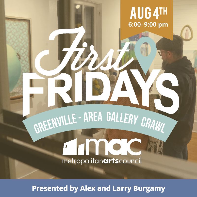 Metropolitan Arts Co (@macartscouncil) on Twitter photo Enjoy the last bit of summer by diving into the arts with First Friday tomorrow night! Check out the galleries and art studios that will be open 6 - 9 PM. greenvillearts.com/first-fridays/ #macartscouncil #firstfridaysgvl @gvltoday <a href="/gvl360/">Greenville360</a> #yeahthatgreenville @citygreenville Enjoy the last bit of summer by diving into the arts with First Friday tomorrow night! Check out the galleries and art studios that will be open 6 - 9 PM. greenvillearts.com/first-fridays/ #macartscouncil #firstfridaysgvl @gvltoday <a href="/gvl360/">Greenville360</a> #yeahthatgreenville @citygreenville