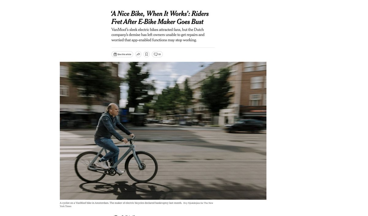 In 6 days, the NY Times has run 4 articles about e-bikes -- all negative.

A few other stories the paper might consider:
🔹 E-bikes pollute far less than even electric cars
🔹 Compared to autos, e-bikes pose minimal risk to other people
🔹 Unlike cars, e-bikes provide exercise