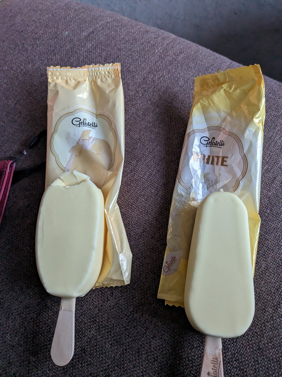 FHBryden's tweet photo. @LidlGB why have you changed the recipe for your white chocolate ice creams? The ones on the left are so bad! Is this Brexit's fault? Can you bring the ones on the right back please? https://t.co/wENblqWd1z