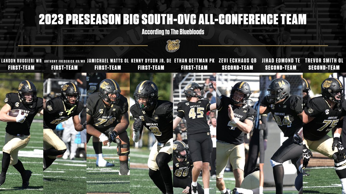 Bryant Football (@bryantufootball) on Twitter photo 8️⃣ players were named to <a href="/The__Bluebloods/">FCS Football Central</a> 2023 Preseason Big South-OVC All-Conference Team.
📝: bit.ly/45gz2JF 8️⃣ players were named to <a href="/The__Bluebloods/">FCS Football Central</a> 2023 Preseason Big South-OVC All-Conference Team.
📝: bit.ly/45gz2JF