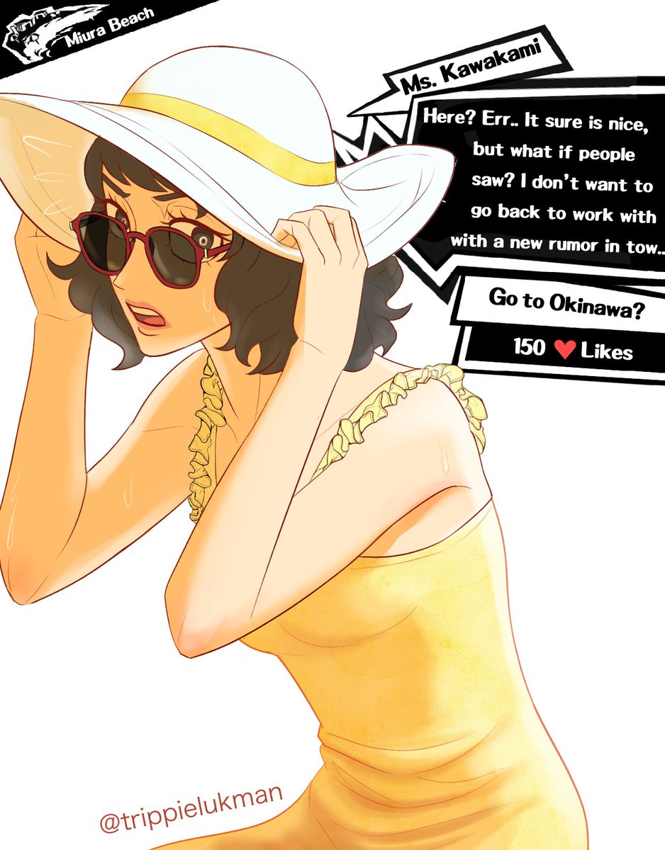 trippielukman's tweet photo. Summer with Ms. Kawakami 🌅
Miura Beach: Popular Weekend Getaway (Too Popular)
#Persona5 https://t.co/53yWA0Fcbs
