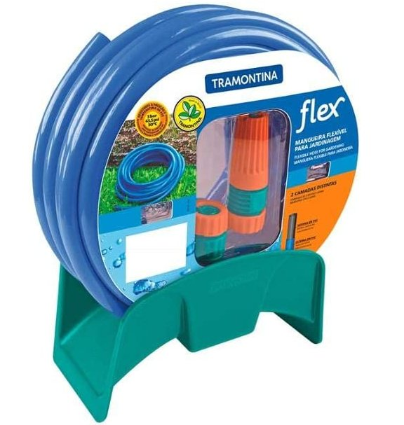 Mangueira para Jardim com Esguicho E Suporte Flex 20 Metros Azul