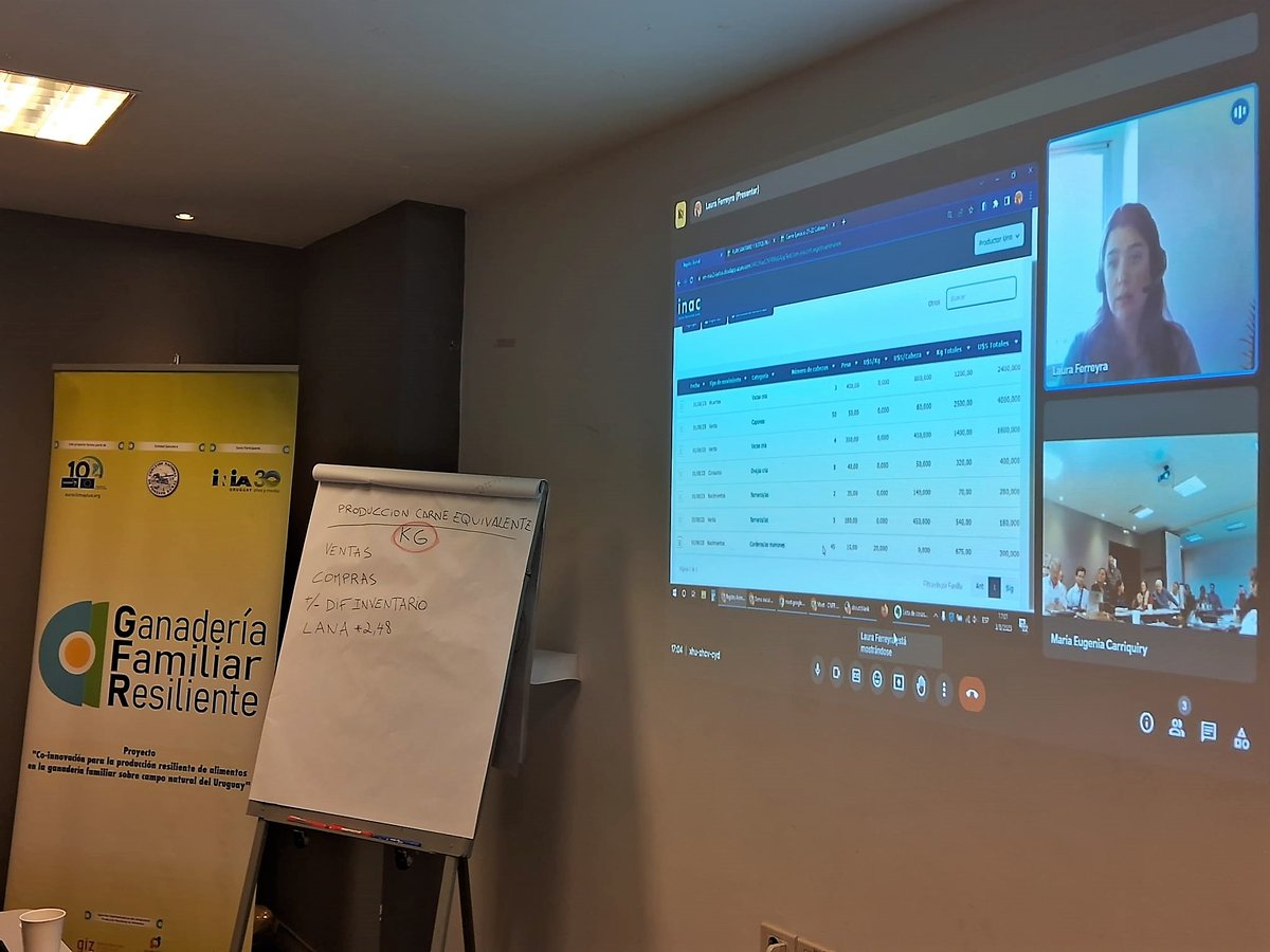 GFResiliente's tweet photo. A continuación, Laura Ferreyra de @DVelopSoftware, presenta los avances en el desarrollo de la herramienta digital de apoyo a la gestión y los registros prediales de las familias ganaderas de @GFResiliente, en el marco del trabajo conjunto de @CNFRUruguay y el @INAC_Uruguay https://t.co/eTcbtXzB85