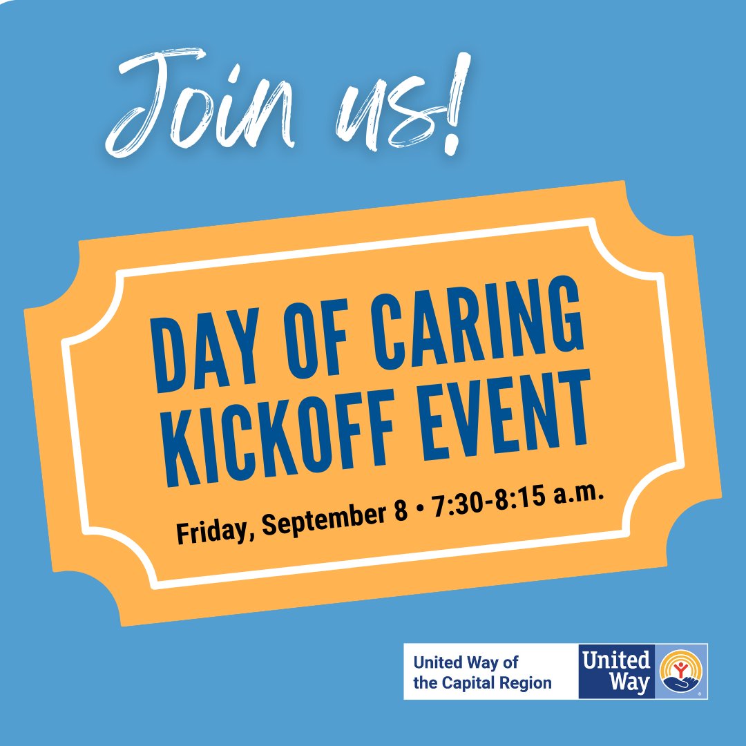UnitedWayCapReg's tweet photo. Join us on Fri, Sept 8, 7:30 – 8:15 a.m.  @Highmark, 1800 Center St Camp Hill for our Day of Caring Kickoff! We’ll have a coffee truck, smoothies, breakfast &amp; INFLATABLE GAMES! Door prizes too! #liveunited #volunteering. Thx sponsors: @Highmark, @PennStHershey, @UPMC, @Wegmans. https://t.co/8YEx8hr1XL