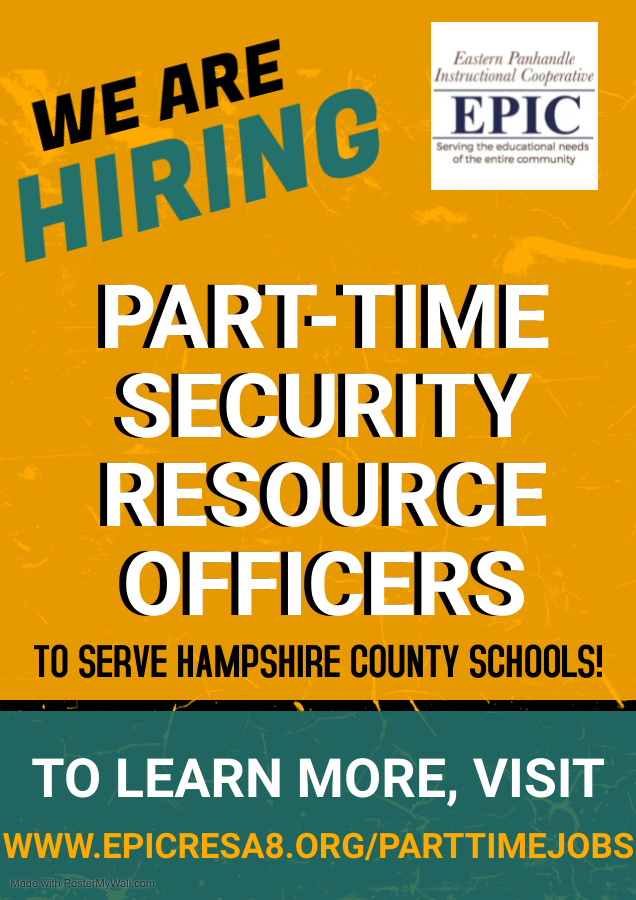 EasternEpic's tweet photo. EPIC is hiring Part-Time School Security Resource Officers to serve Hampshire County Schools! To learn more, visit https://t.co/FIgQWXCZmt!! https://t.co/Xf5h4nJuEv