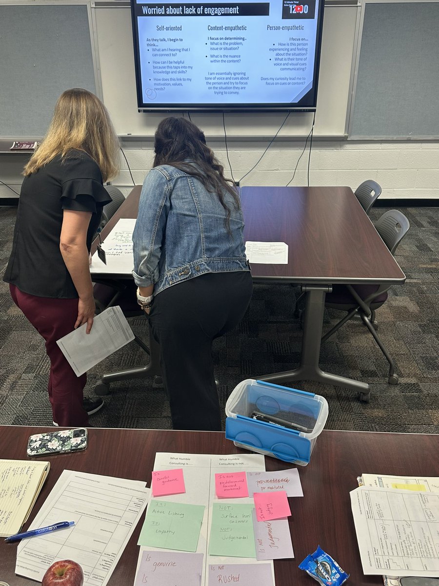 PGIVBCPS's tweet image. Summer shorts!! Central office staff &amp;amp; administrators thinking through the various types of listening that create opportunities to provide better help faster through the Humble Consulting framework. #LeadVB
