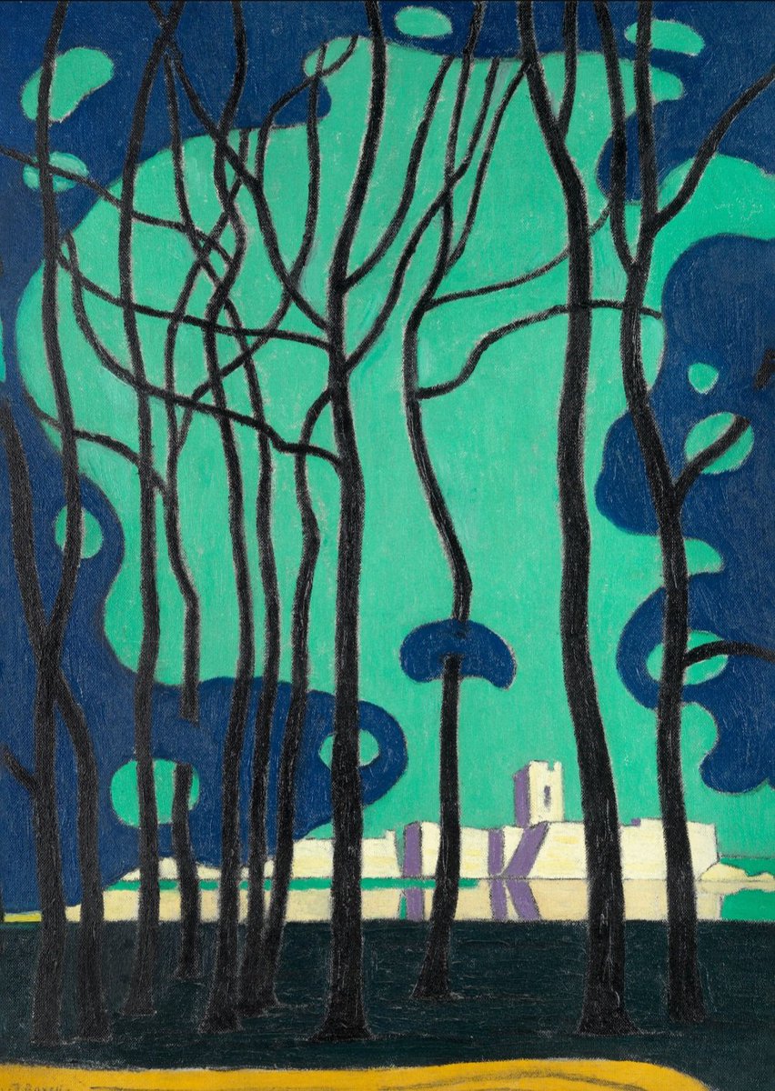 ahistoryinart's tweet photo. St Aubin's Fort, Jersey,' (1967)  These distinctive paintings stand as Claude Francis Barry’s most celebrated works. They reveal his sense of form, colour, and atmosphere, showing a marked development from his early, narrative approach to painting working with the Newlyn School. https://t.co/gmxLqn1ACT