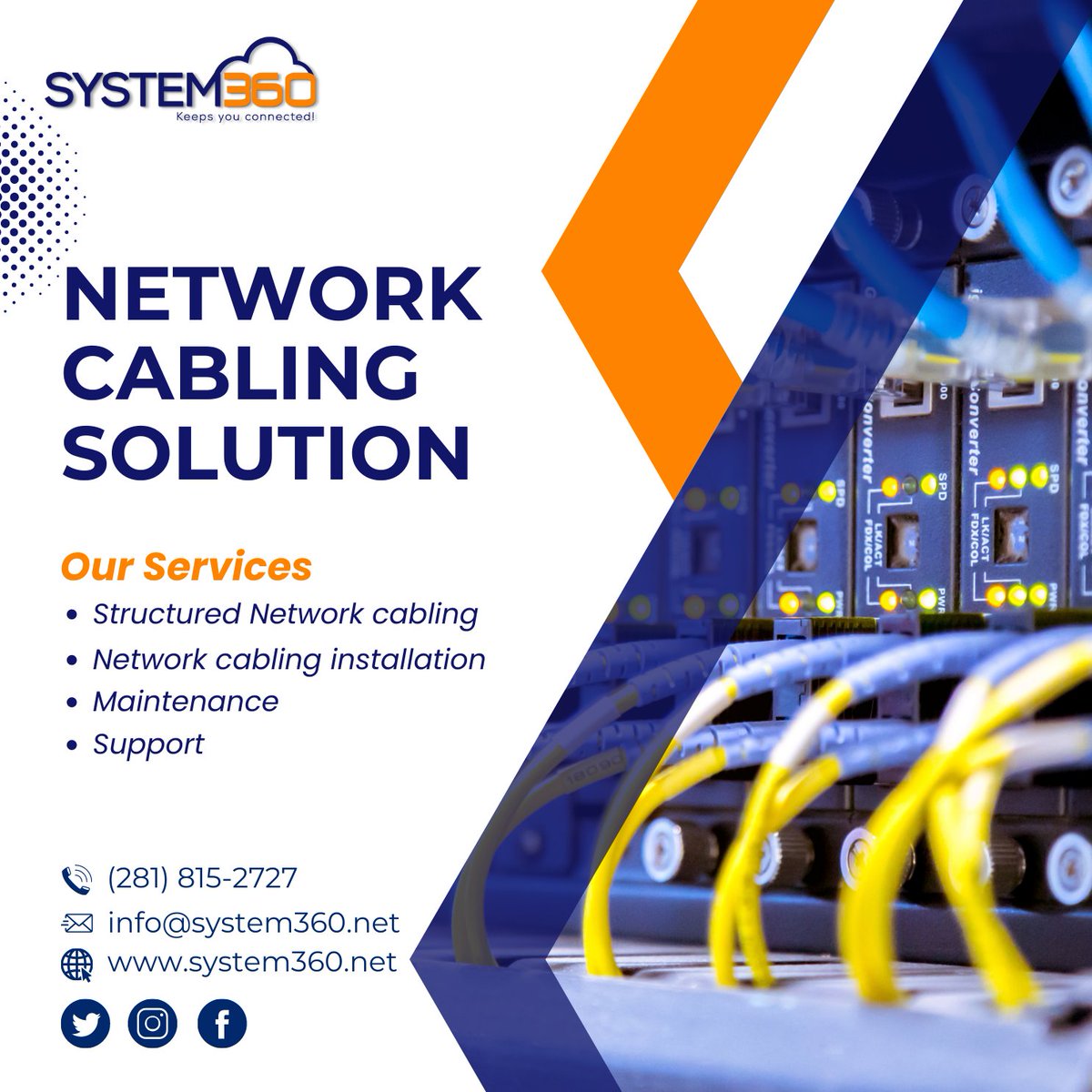 Excellent Network Cabling Solutions Will Help You Stay Connected!

system360.net/network-cablin…

#NetworkCabling #StructuredCabling #ConnectivitySolutions #ITSupport #BusinessConnectivity #NetworkInstallation #Tech #BusinessTech #ITInfrastructure #EfficientConnectivity #System360