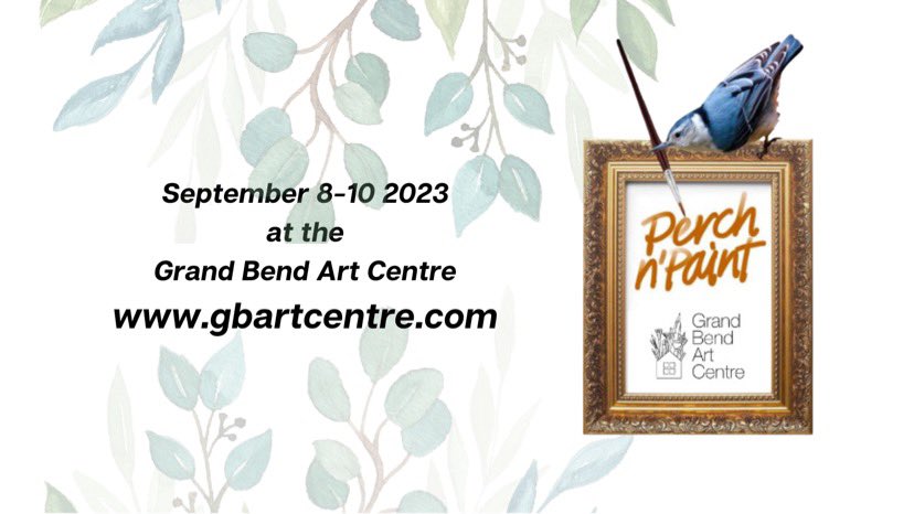 Our annual Perch n’ Paint plein air event is just over a month away! Excellent prize money, a weekend of fun in beautiful Grand Bend, and a chance to exhibit and sell your work! Visit gbartcentre.com for details. #ArtsTrailon21