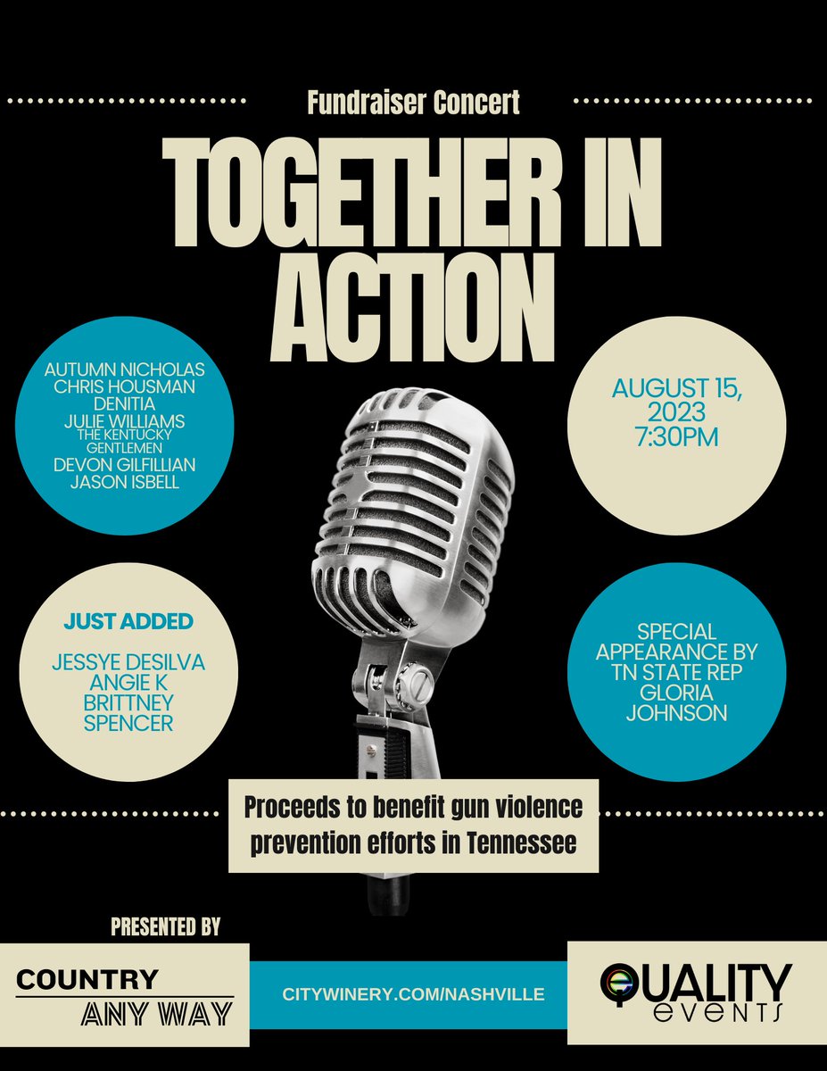We've got exciting news! Please welcome Angie K, @JessyeDMusic and @BrittNicx to the lineup as well as special guest speaker @votegloriaj! Less than 30 tickets left so get them now! citywinery.com/nashville/Onli…