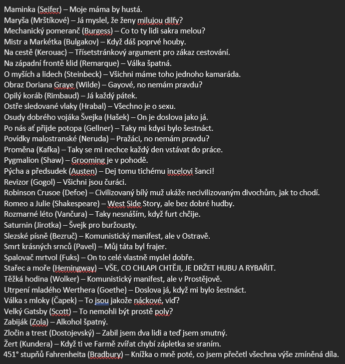 medard_capek's tweet photo. Špatně vysvětlený obsah maturitní četby. https://t.co/cmAmU43bQx