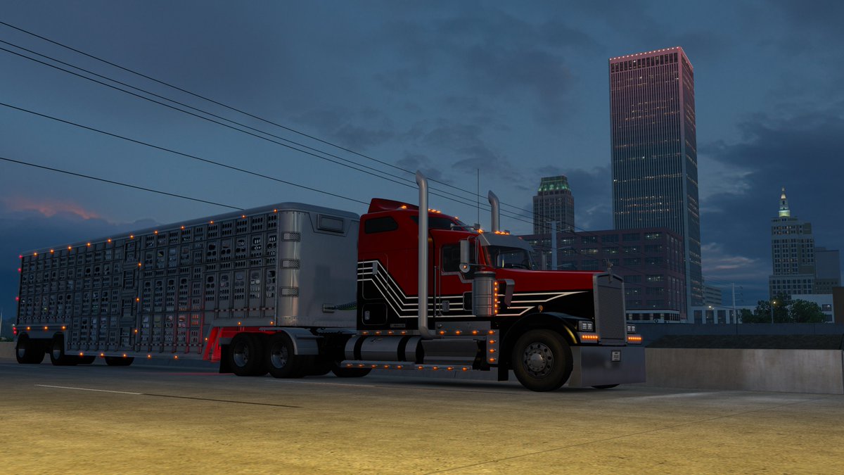 Lighting Up The Night Sky #W900Tuning #Kenworth #AmericanTruckSimulator #CruisingOklahoma