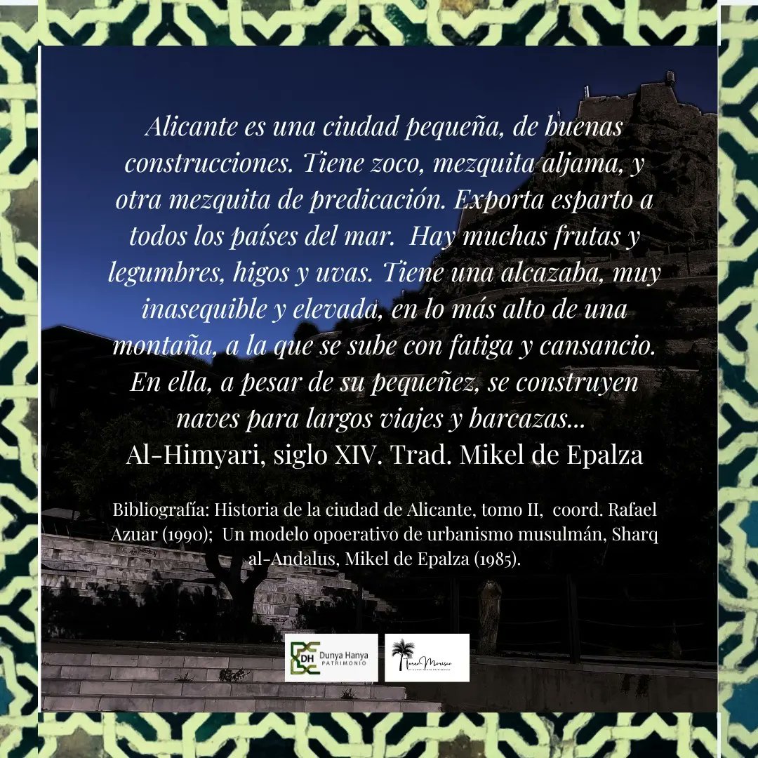 DunyaHanya's tweet photo. Os dejamos una propuesta de itinerario cultural para conocer a fondo el pasado islámico de Alicante 🌴❤️ #costablanca #Alicante #Alacant #comunitatvalenciana @c_valenciana @Alicante_City https://t.co/6qKPwr71Pc