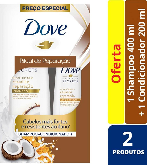 Dove, Kit Shampoo 400ml + Condicionador 200ml Nutritive Secrets Ritual de Reparação