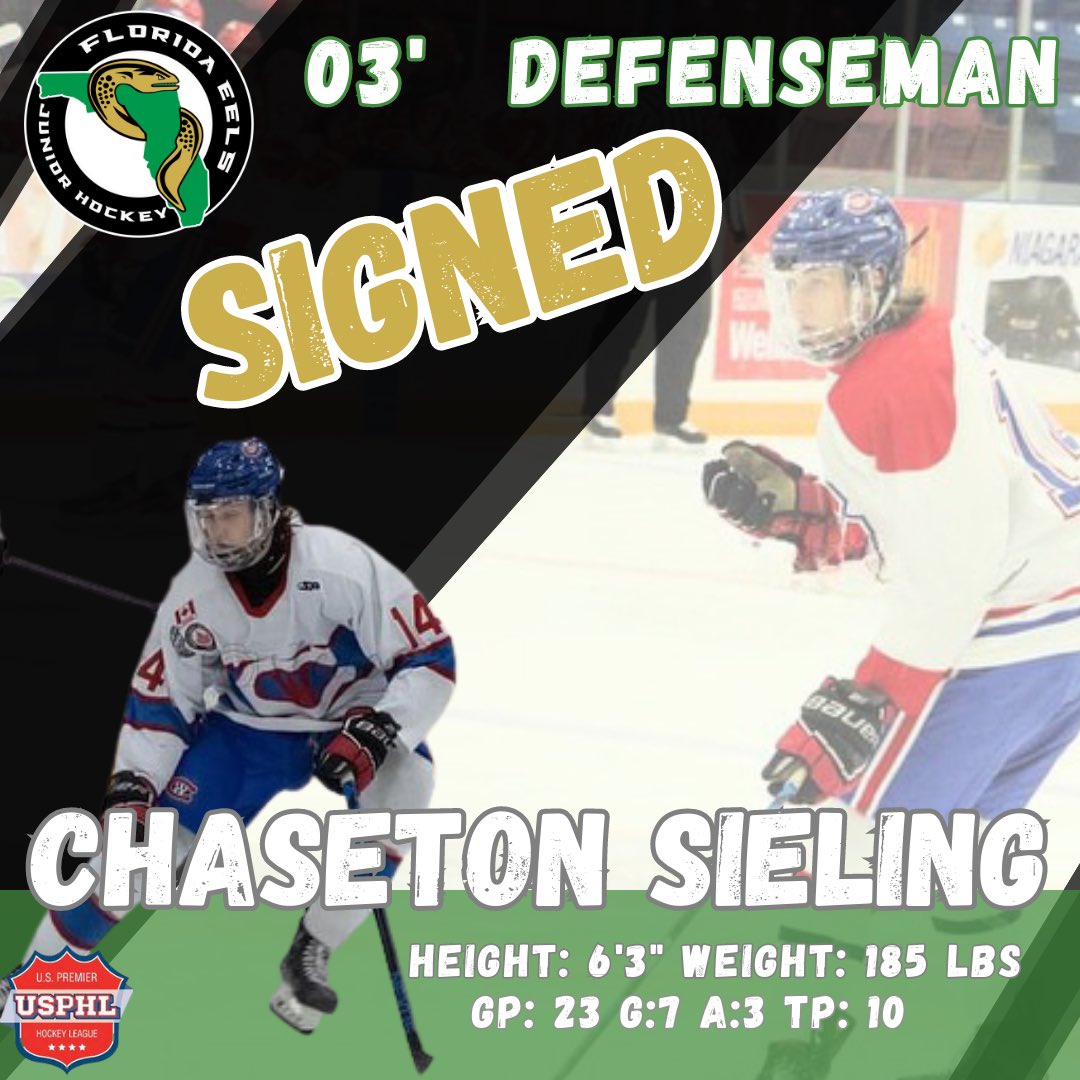FloridaEels's tweet photo. π¨π¨Signing Alert π¨π¨
Florida Eels are excited to announce the signing of 03β Defenseman, Chaseton Sieling for the 23-24 season! Welcome Chaseton! #fleels https://t.co/TlBeC21TEK