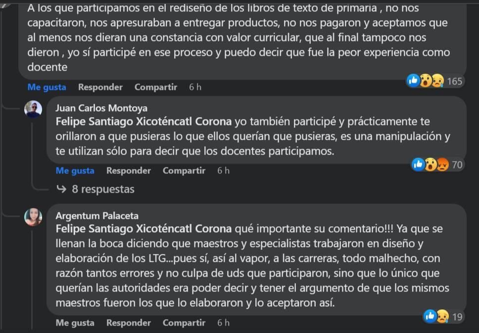 GlodeJo07's tweet photo. En los grupos de docentes en Facebook circula esto, maestros que fueron convocados a la creación de los libros de texto gratuitos de la “Nueva Escuela Mexicana” quejándose de que no los capacitaron, los obligaban a poner lo que ellos querían, los apresuraban para entregar los productos, etc etc. 
“Es una manipulación para decir que los docentes y especialistas participamos”