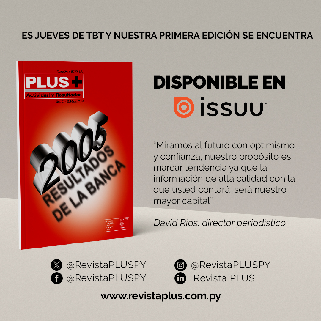 RevistaPLUSPY's tweet photo. En este jueves de #tbt, podés acceder a nuestra primera edición a través de Issuu | https://t.co/1b7NAZHXja 📌
Como principal tema de este primer número de Revista PLUS, se presentaron los resultados de la banca paraguaya en el año 2005.
#IssuuMagazine #Issuu #RevistaPLUSpy https://t.co/XLAswrVd58