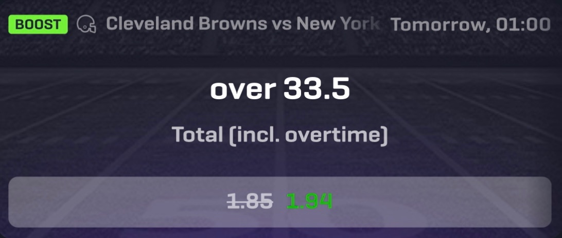 Hey Football Sportsbots, who’s excited for the first #NFL preseason game?!

We’ve BOOSTED⏫ the odds for the Jets &amp; Browns to score over 33.5 points! 

Find it here ➡️ rollbit.com/sports 🏈