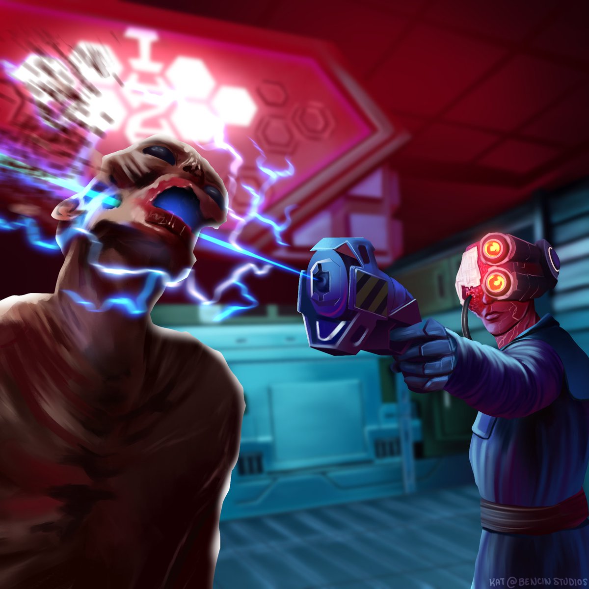 BencinStudios's tweet photo. Showing off some #fanart we did for @SystemShockGame at @NightdiveStudio!  

#thursdayvibes #IndieGameDev #ArtistOnTwitter #indiedev #indiegame #SteamDeals https://t.co/5tjB8dpSau