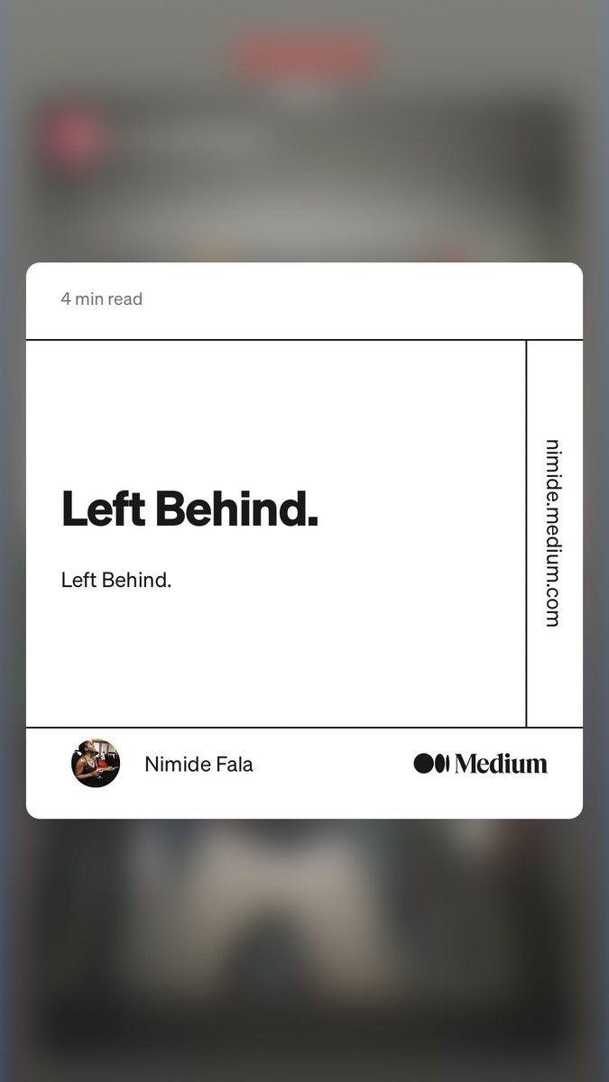 I’ve had to say so many goodbyes to my friends that I decided to write about how I felt. 

Might not be my best work but certainly my most emotional. 

nimide.medium.com/left-behind-87…