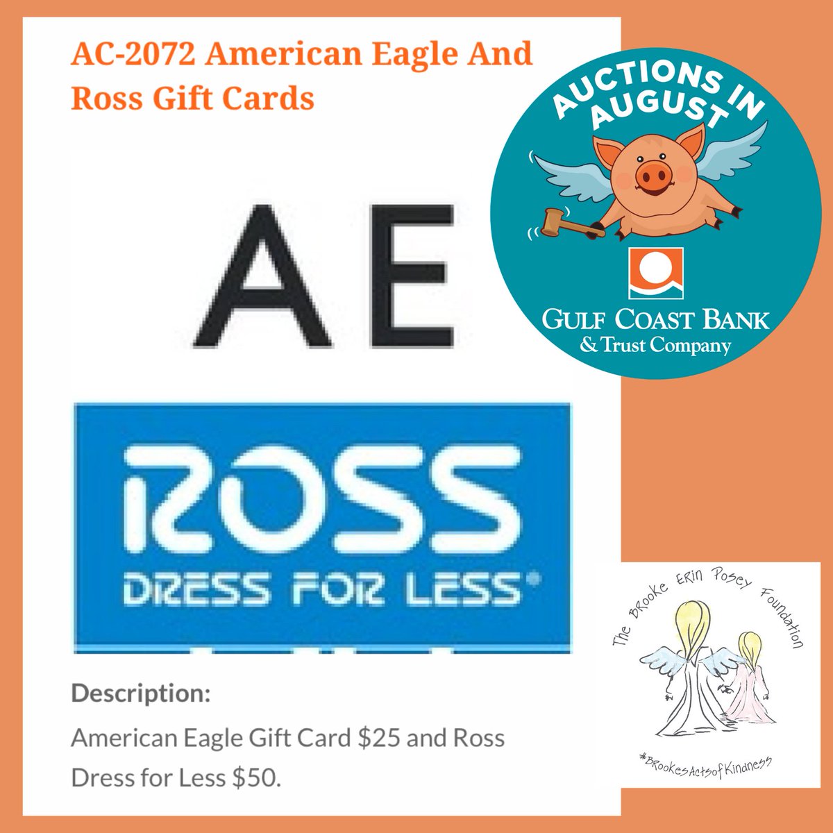 Foundation_BEP's tweet photo. The Brooke Erin Posey Foundation is so happy to be a part of Auctions In August with Gulf Coast Bank this year! 🐷 Visit the Auctions in August website here https://t.co/ieMoUZ79uz to see all the wonderful items donated to so many great nonprofits in our area. 💕

 #Auctions https://t.co/VAuNsqBa24