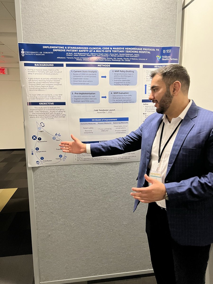 Throwback to #ICAM2023 where I had the privilege of presenting my team’s @QuEST_Program work on an updated Massive Hemorrhage Protocol at @THP_hospital. #QIPS