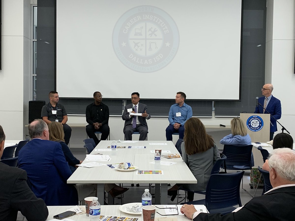 @CINorth hosted an impressive Superintendent & Business Leader Roundtable with esteemed guests: @DallasISDSupt, @DrBrianLusk, and @Alvarenga_Disd. Huge thanks to CTE Industry Partners @DmartinGG, Rey Camino, @bswhealth_DFW, and @jicatli for being panelist. @JH_DallasISDCTE 🚀