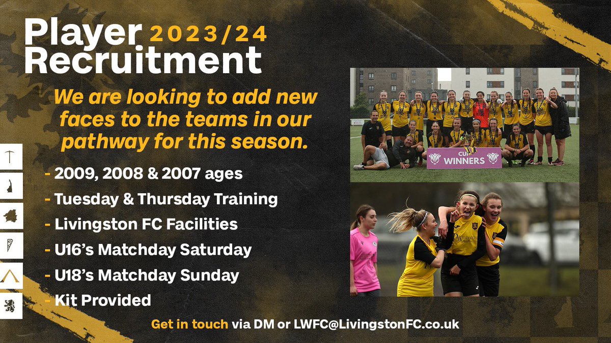 LWFCyouth's tweet photo. Looking for a new challenge? Come join us and become part of the LWFC pathway 🦁 Looking for girls born 2007/2008/2009 🟡⚫️ contact details below ⬇️ https://t.co/yqHEBCfFdL